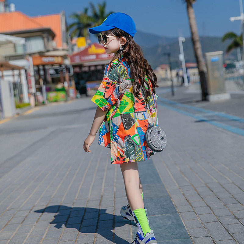 Children's Western-style Geometric Graffiti In Big Children's Shirts