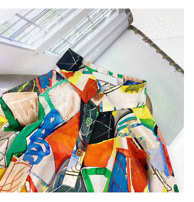 Children's Western-style Geometric Graffiti In Big Children's Shirts